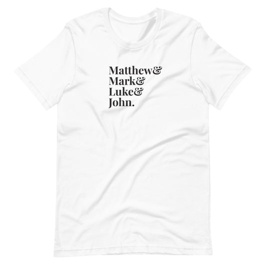 Matthew & Mark & Luke & John short-sleeve unisex white t-shirt