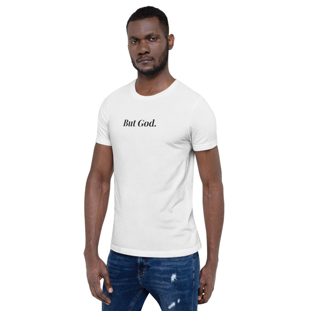 But God. short-sleeve unisex white t-shirt